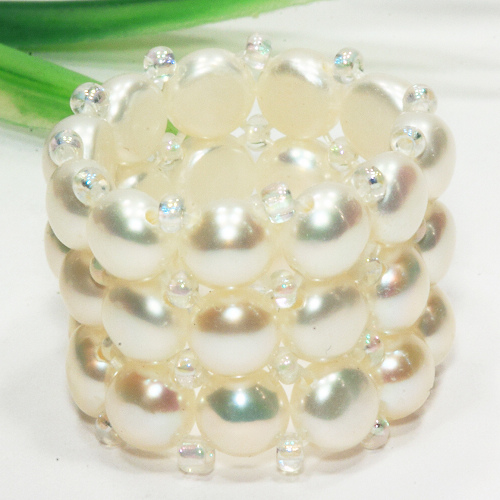 Ring aus Süßwasserperlen, Perlenring, Perlen, 4154 - zum Schließen ins Bild klicken